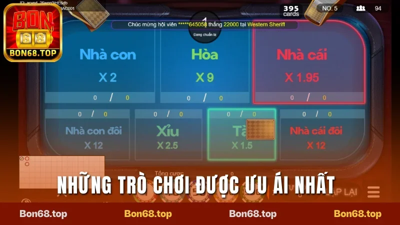Những trò chơi Game Bài Bon68 được ưu ái nhất